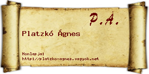 Platzkó Ágnes névjegykártya