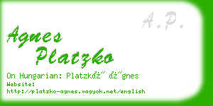 agnes platzko business card